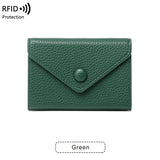 Green leather travel wallet card holder
