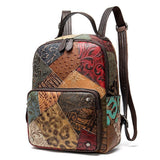 Embossed Leather Travel Day Laptop Backpack