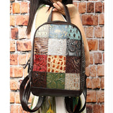 Leather Patchwork Travel Day Laptop Backpack